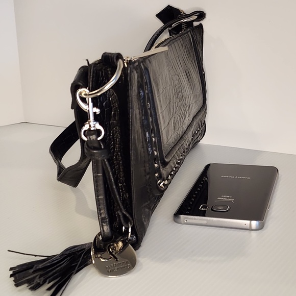 Fortuna Valentino Genuine Croc Embossed Leather Shoulder Bag Purse w/Chain NWOT - Picture 5 of 13